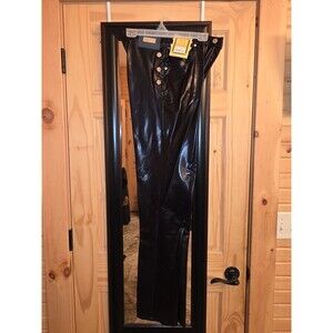 Vintage Lawman Black Leather Like Nylon/spandex Highrise Bootcut Pants Size 9